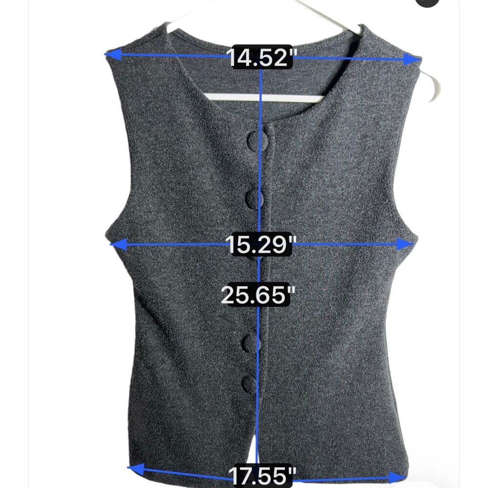 Zara Women’s Charcoal Gray Knit Button-Front Vest Top Size M - Picture 3 of 4